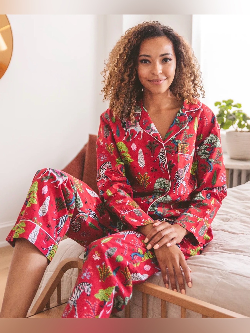 Printfresh Antelope's Forest Organic Cotton PJ Pants Red Large